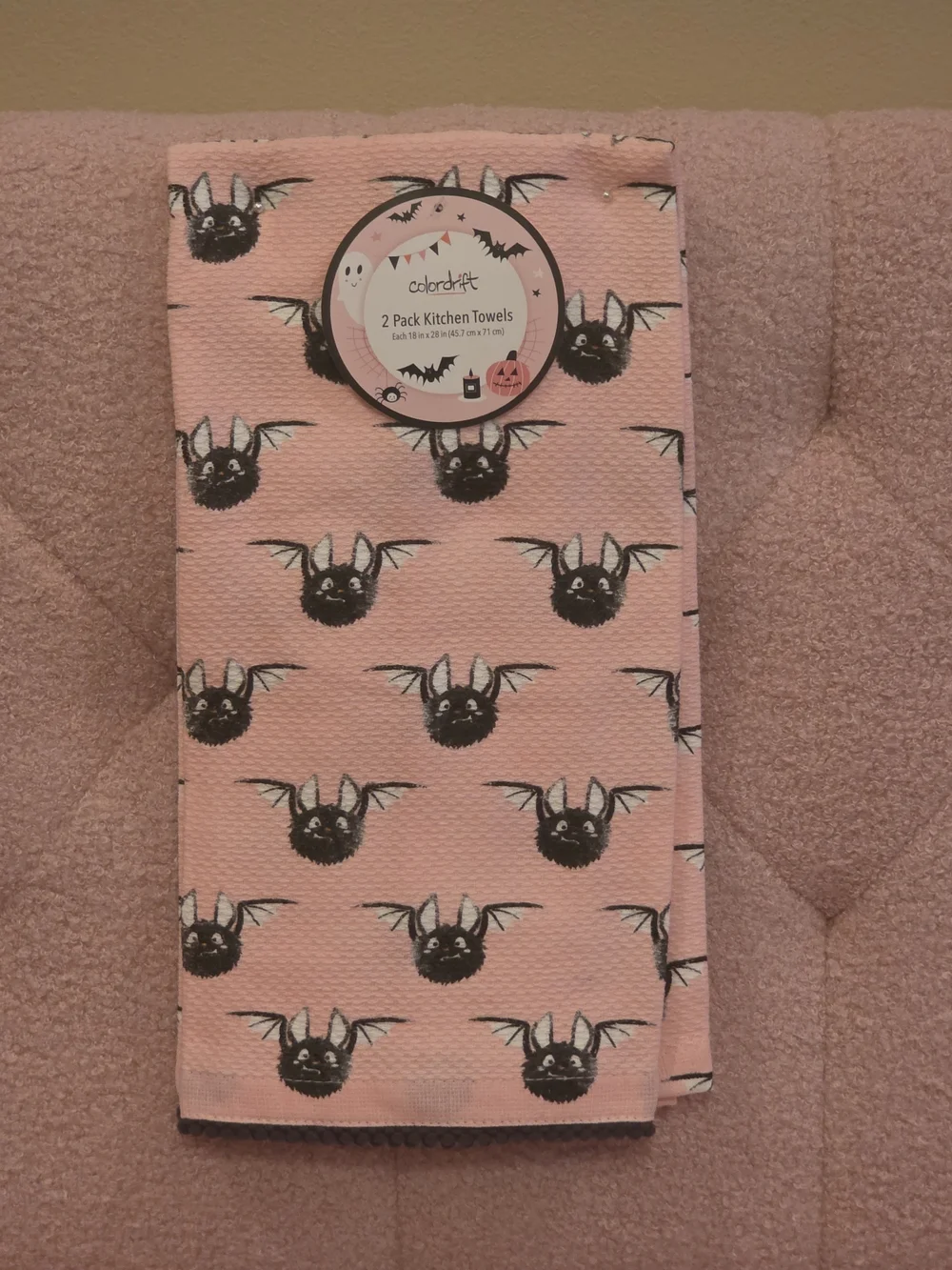 Pink Halloween Bat Kitchen Towel - 2 Pack